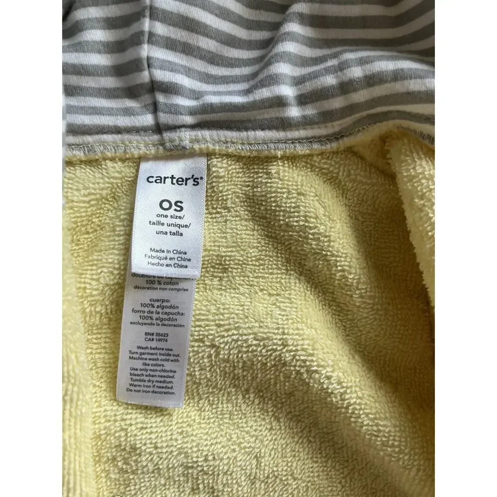 Carters baby boy/ girl bath hooded robe Sz. OS (0-9 mo) yellow elephant print